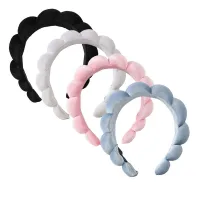 4Pcs Sponge Fried Dough Twists Headband High Skull Top Spa Hair Band for Women, Cute Terry Towel Towel Head Band for Skincare, Sponge Spa Headband for Washing Face