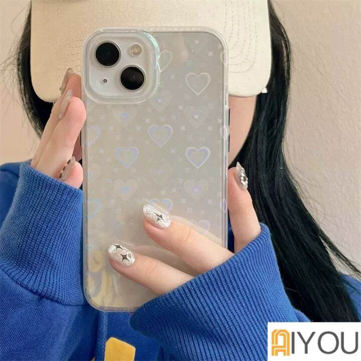 เคสโทรศัพท์มือถือ-แบบใส-ไล่โทนสี-ลายหัวใจ-สําหรับ-14-13-12-x-xs-xr-7-8-se-2020