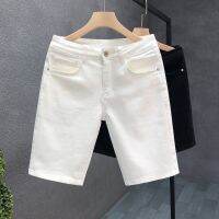 สีทึบ Celana Pendek Denim แฟชั่นคลาสสิกสำหรับผู้ชาย,ขนาดใหญ่สะดวกสบายลำลองเข้ารูปกางเกงยีนส์คุณภาพสูง28-38ฤดูร้อน2023