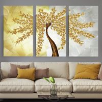 Golden Fortune Tree Leaves Abstract Art Plant Cuadros Print Wall Decorations Luxury Gold Modern Posters Living Room Home Decor