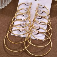 ♧☁  Fashion Punk Hoop Earrings Set Big Jewelry for Ear Hoops Earring Round Oversized