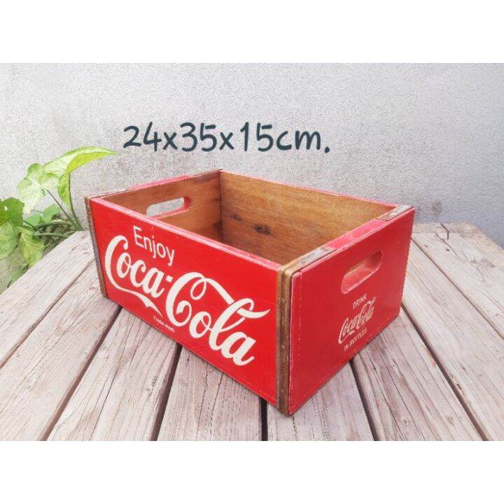 โปรแรง-coke-coca-cola-ลังโค้ก-โค้ก-ลังไม้-ลังเก็บของท้ายรถมอเตอร์ไซด์-ลังไม้เนื้อแข็ง-ลังไม้วินเทจ-กระบะใส่ของ-ขนาด24x35x15-cm-ราคาถูก