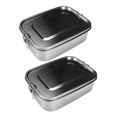 2X Stainless Steel Bento Box Lunch Container,3-Compartment Bento Lunch Box for Sandwich and Two Sides