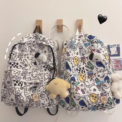 【hot sale】☏✖♂ C16 Ins Graffiti Schoolbag Large Capacity Student Backpack Cute Travel Bag