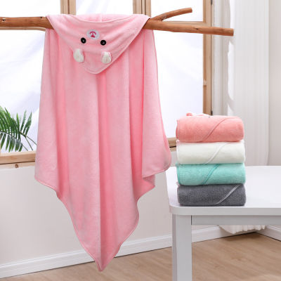 เสื้อคลุมอาบน้ำเด็ก Coral Velvet Hooded Hooded การดูดซับน้ำแห้งเร็วการ์ตูนน่ารักผ้าขนหนูอาบน้ำเด็ก Poncho 4T93
