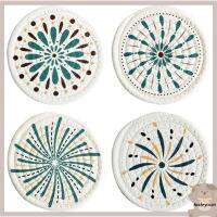 KATHRYNSON 4Pcs กลมกลมๆ Trivets ผ้าทอฝ้าย 7นิ้วค่ะ แผ่นป้องกันน้ำร้อนลวกบนโต๊ะ ทนทานต่อการใช้งาน สีสันสดใส แผ่นรองอาหาร โต๊ะสำหรับโต๊ะ