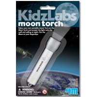 4M Kidz Labs - Moon Torch ไฟฉายพกพา เปิดและชี้ไฟฉายที่ผนังหรือเพดานในที่มืด เพื่อดูดวงจันทร์ ผลิตจากวัสดุที่ปลอดภัยและมีคุณภาพสูง