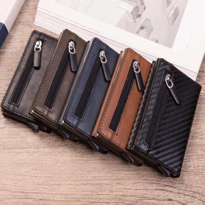 new-anti-rfid-id-card-holder-case-men-leather-metal-wallet-male-coin-purse-women-mini-carbon-credit-card-holder-with-zipper