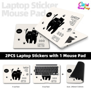 Miếng dán laptop da với chuột Pad DIY mèo đen Bìa 2pcs đề can cho 10 12 13