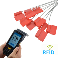 50ชิ้นซีลนิรภัยอิเล็กทรอนิกส์13.56MHz RFID ป้องกันการงัดแงะป้ายกำกับ NFC แบบกำหนดเองรถพ่วงตู้คอนเทนเนอร์สินค้าเรือบรรทุกน้ำมัน