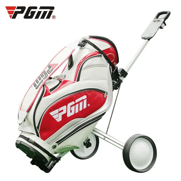 Pgm Golf Bag Cart Aluminium Alloy Two Wheels Barrow Foldable Handcart