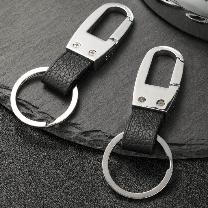 Men's Simple Waist Buckle Leather Business Keychain Car Key Holder