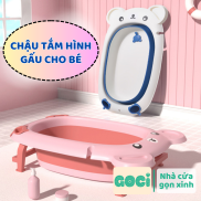 Chậu tắm gấp gọn hình gấu thiết kế đáng yêu chất liệu TPE chịu lực tốt