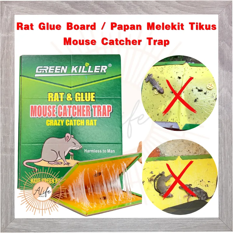 Green Killer Mouse & Rat Sticky Glue Trap Board Pest Control Rats Catcher  Papan Pelekat Tikus