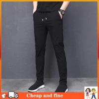 CODddngkw3 2021new?READY STOCK? Men Trousers Ice Silk Pants Men Summer Thin Loose Casual Stretch Sports Pants Quick-drying Straight Nine-point Pants