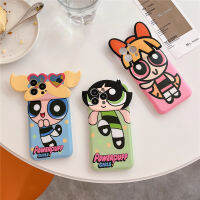 3D เคสของเด็กผู้หญิง Powerpuff สำหรับ IPhone 11 12 13 14 Pro Max เคสป้องกันเลนส์ฝาหลังรูปการ์ตูนแฟชั่นน่ารักเคสโทรศัพท์กันกระแทก