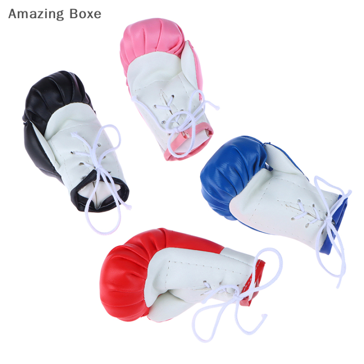 amazing-boxe-อุปกรณ์ตกแต่งภายในรถพวงกุญแจตกแต่งความเย็นสำหรับนักมวย10cm-ถุงมือมวยห้อยจี้หนังกระจก