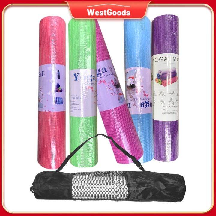Thick Yoga Mat NonSlip Exercise Mat Pad with Carrying Strap and Mesh