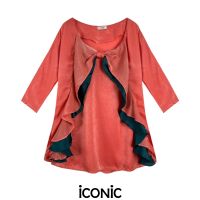 iCONiC PINK LAYER BOW TOP #9063 เสื้อผญ ผ้าไหม สีชมพู แต่งระบาย อก36" ยาว25" เสื้อแฟชั่น เสื้อแฟชั่นผญ เสื้อออกงาน เสื้อทำงาน เสื้อไฮโซ