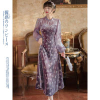 Retro Cheongsam ฝรั่งเศสและกำมะหยี่รุ่นปรับปรุงของชุด Cheongsam อารมณ์ชุดสาวสไตล์จีน