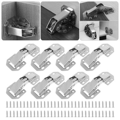8Pcs Stainless Steel Cabinet Hinges 90 Degree Concealed Door Hinge 8 Holes Full Overlay Self Closing Hinges Cabinet Hardware