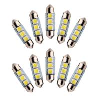 SOLLED 10PCS 12V สีขาว36มม. 3 LED 5050 SMD Dome Car Light หลอดไฟภายใน【 Ready Stock 】