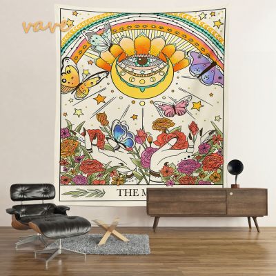 Tarot Sun Moon Mandala Tapestry Wall Hanging Boho Hippie Witchcraft Astrology Cloth Fabric Tapestry Aesthetic Room Bedroom Decor