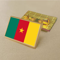 Cameroon flag pin 2.5*1.5cm zinc die-cast PVC colour coated gold rectangular rectangular medallion badge without added resin