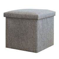 Storage Box Seat Pouffe Linen Practical Strong Load Capacity Multifunctional Simple Folding Stool Home Office Foldable