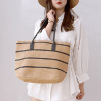 Women Shopping Tote Bag Fashion Simple Straw Shoulder Bag Handmade Rattan Woven Beach Purse Female Shoulder Portable Basket Bag