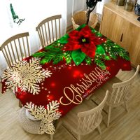 【cw】 Christmas Tablecloth Christmas Flower Pattern Rectangle Tablecloth Stain Resistant Tablecloth Fireplace Decoration Accessories ！