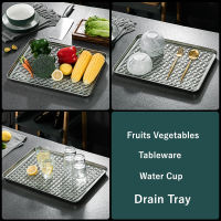 304 Stainless Steel Chinese Tea Tray Rectangle Hollow Drain Board Barbecue Filter Oil Plate Cup Food Storage Pan Ceremony Tools