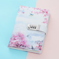 215*150mm Flowers Building Code Password Notebook Diary Lock Fresh Thick Handbook Office School Student Stationery Gift Notepad