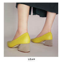 LEAH - Color block shoes รองเท้าส้นสูง  รองเท้าสตรี รองเท้าทำงาน สีเหลือง