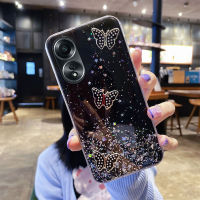 เคสโทรศัพท์ KONSMART สำหรับ OPPO A38 A18 A58ใหม่ล่าสุด2023หรูหรา3D พลอยเทียมเป็นประกายวิบวับลายผีเสื้อกากเพชรเคสโทรศัพท์อ่อนใสเคสใส่โทรศัพท์สำหรับ A78 OPPO 4G 5G A98 5G