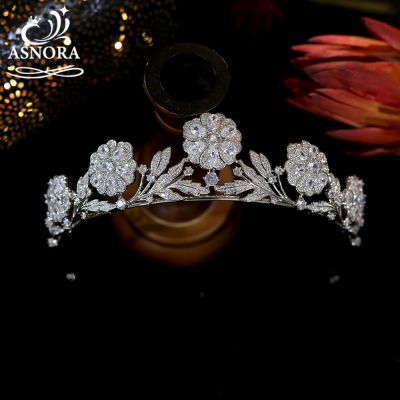 European Crown, Gorgeous Flower Zircon Queen Crown Jewelry Hair Accessories, Royal Princess Tiaras and Bride Wedding Headband