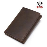 Genuine Leather RFID Blocking Trifold Walllet Men Multi Credit Card ID Walllet Purse Men Wallet slim