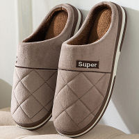 ร้อน, ร้อนMen House Indoor Slippers Striped Gingham Plush Cotton Shoes Male Fluffy Simple Indoor Slipper Suede Bedroom Warm Slides 2022TH