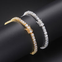 Luxury Crystal Tennis celet for Women Man Iced Out 1 Row Cubic Zirconia Double Buckle Chain Hiphop Rock Hippie Jewelry OHH118