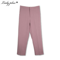 Lady Plus กางเกงขายาว 7 ส่วนเอวสม๊อคหลัง | Cropped Pants with Elastic กางเกงทำงาน สีชมพู