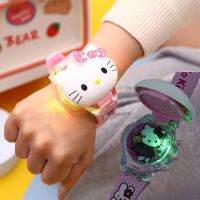 Kawaii Sanrio Hello Kitty Doll Child Toy Watch Anime Figure Light Music Water Repellent Flip Cover 3-12 Years Old Birthday Gift