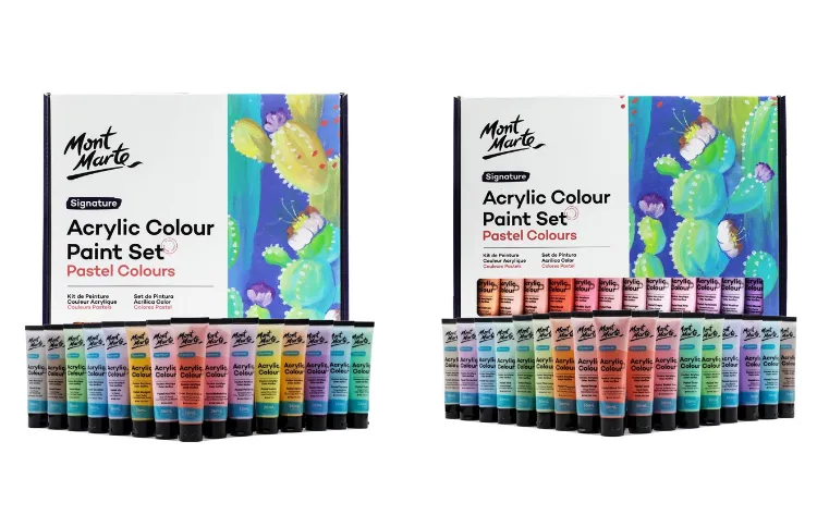 MONT MARTE Acrylic Colour Pastel Paint Set Signature 12pc x 36ml (1.2 US  fl.oz), Creamy Pastel Acrylic Paint Set, Good Coverage, Semi-Matte Finish