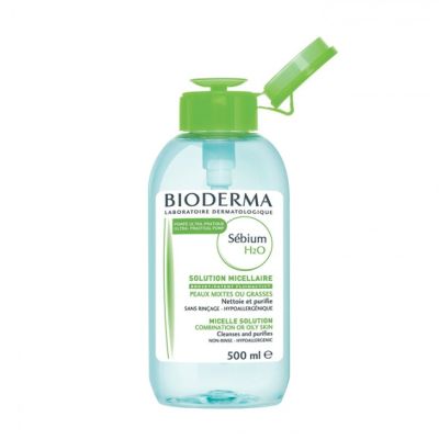Bioderma Sebium H2O ผลิตภัณฑ์เช็ดเครื่องสำอางค์ 500ml. (เหมาะกับผิวมัน) ฝาปั้ม