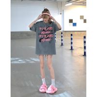 ✿卍¤ Niche American retro hiphop high street gray short-sleeved t-shirt female ins fashion summer loose European and American trendy top