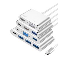 Type C to 4K HDMI-compatible Converters Type-C to USB3.0 VGA Adapter Dock Hub HDMI Converter 3 in 1Hub Converter Adapters