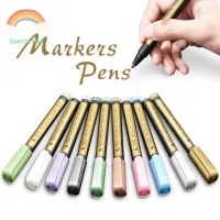 TINGTIAN พลาสติกแก้วหลายสีจุดกลางแก้วอัลบัมภาพวาดปากกาโลหะปากกาเน้นข้อความการเขียน