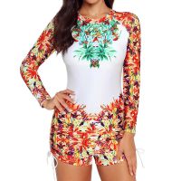 Surf Swimsuit Women Long Sleeve 2021 Rushguard Swimwear Female With Shorts Two Piece Bathing Suit Beachwear XXXL