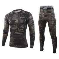 【CW】 Thermal Men Fleece Warm Tights Compression Drying Thermo Set Johns Man Camouflage Clothing