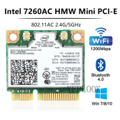 Thẻ PCI-E Mini Băng Tần Kép 7260 Ghz 5Ghz Không Dây-AC 867 7260HMW 4.0 Mbps 802.11ac Wifi Bluetooth 2.4