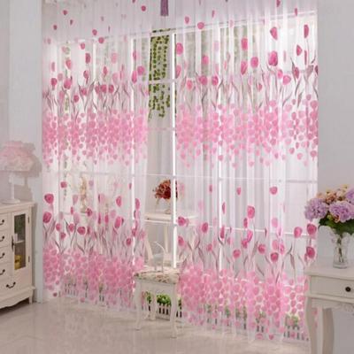 200X100 ซม. พิมพ์ Tulle Voile ประตูผ้าม่านหน้าต่างโปร่งผ้าม่าน